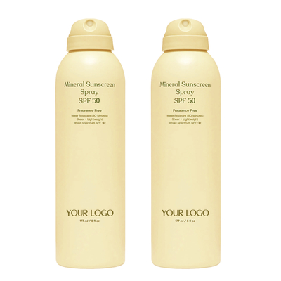 개인 레이블 SPF 50 자외선 차단제 스프레이 듀인 팩 물 저항성 자외선 차단제 팩 2개