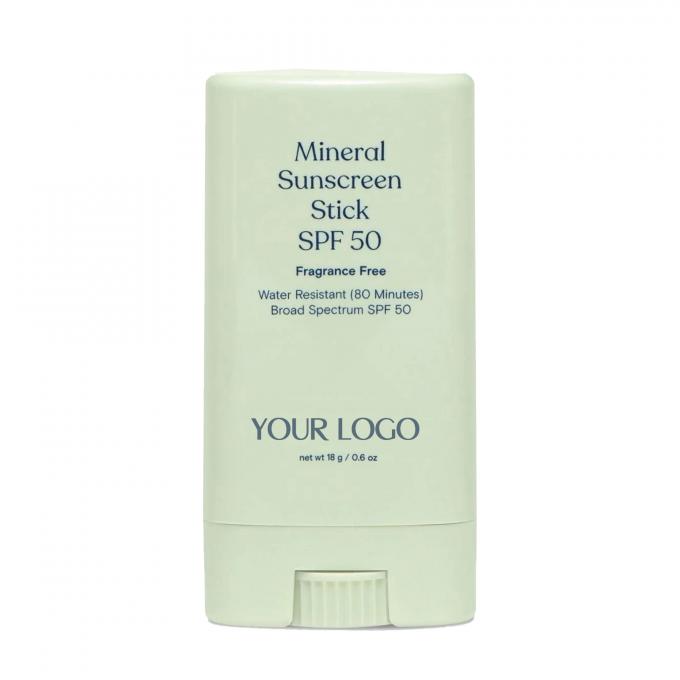 개인 레이블 미네랄 자외선 차단 스틱 SPF 50 방수 광 스펙트럼 UVA/UVB 보호 0