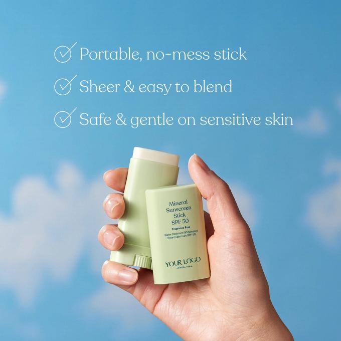 개인 레이블 미네랄 자외선 차단 스틱 SPF 50 방수 광 스펙트럼 UVA/UVB 보호 1