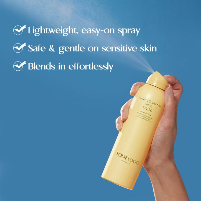 개인 레이블 SPF 50 자외선 차단제 스프레이 듀인 팩 물 저항성 자외선 차단제 팩 2개 1
